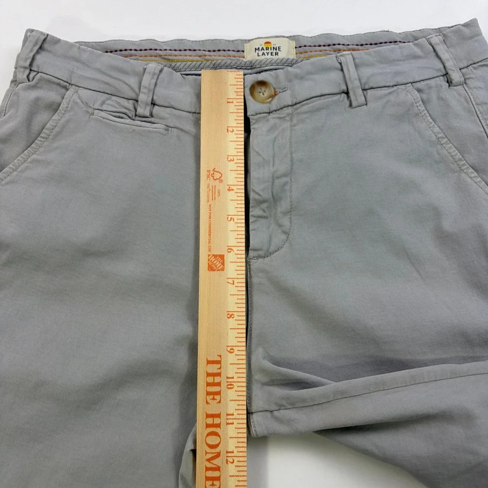 Marine Layer Saturday Slim Chino Pants Mens 32x30 Grey Organic Cotton Stretch